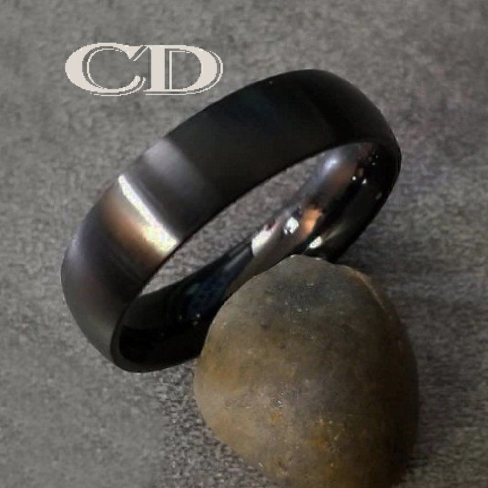 Men's Matte Black Wedding Ring Band - Black Men's engagement Ring